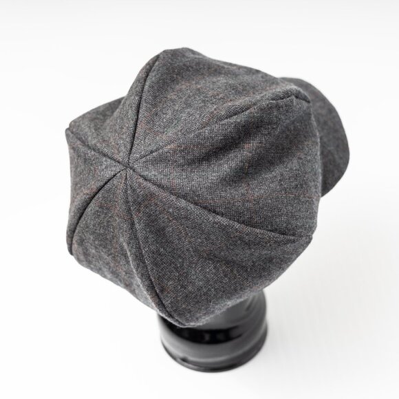 Upcycled Vintage Wool Gray Plaid Newsboy Cap Paperboy Hat Cabbie Hat